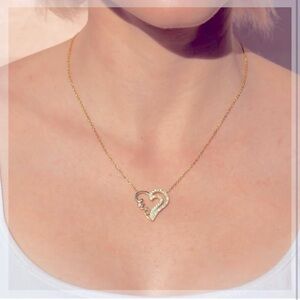 14K Gold Love Heart Necklace - 18" Chain